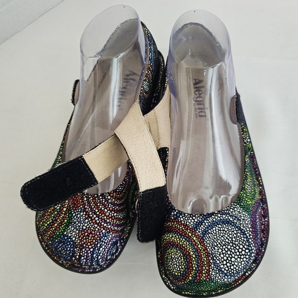 Alegria Paloma Mary Jane Shoes Bullseye Multicolor Swirl Comfort Flats Size 37 - Picture 9 of 12
